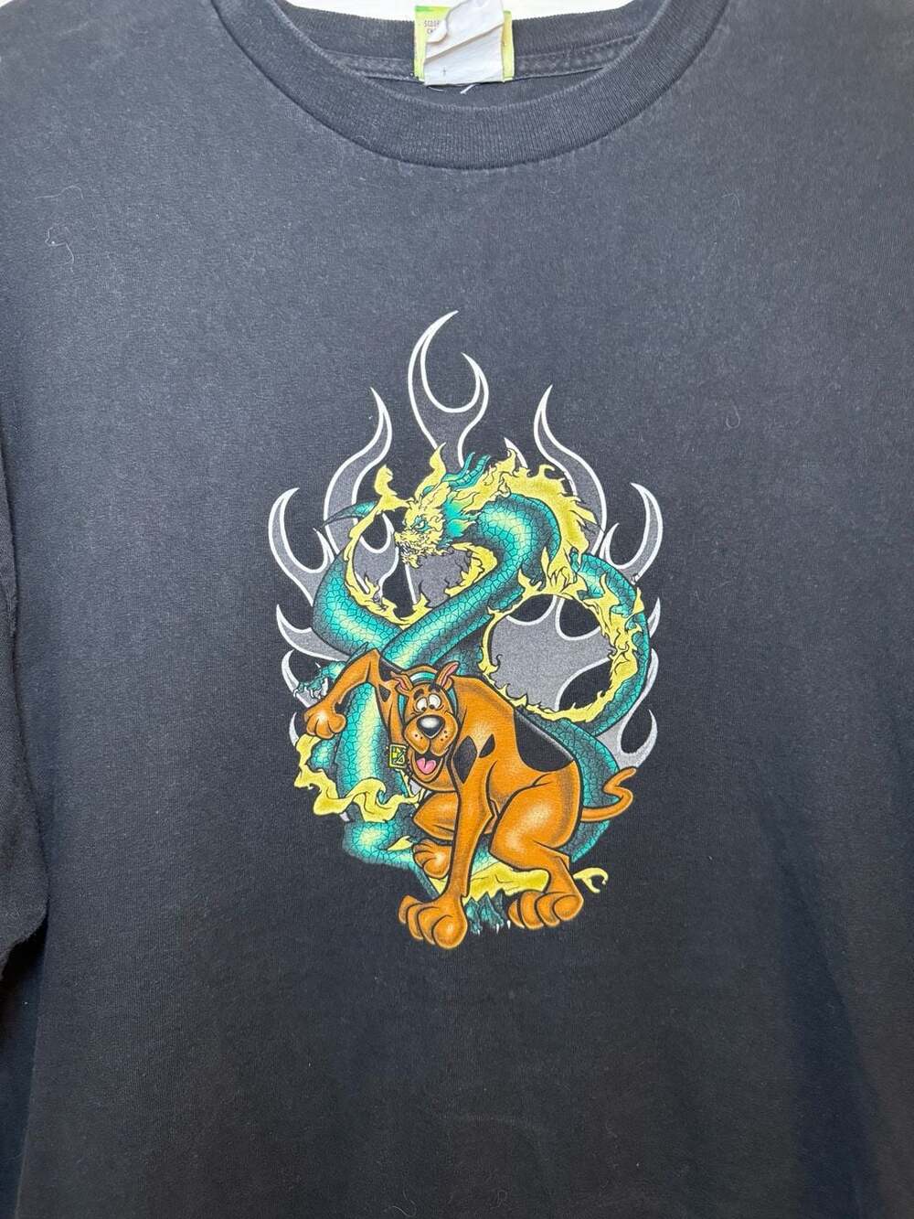 Cartoon Network Scooby-Doo Tribal Dragon Flame Graphic Black T-Shirt